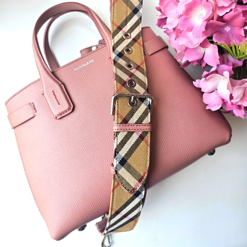 Burberry Small Pink Banner with House Check Strap